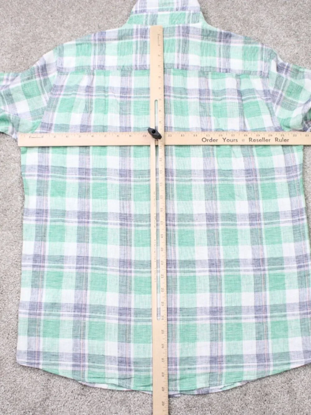 Weatherproof Vintage Shirt NWT Men Medium Green/Blue Washable Linen Short Sleeve